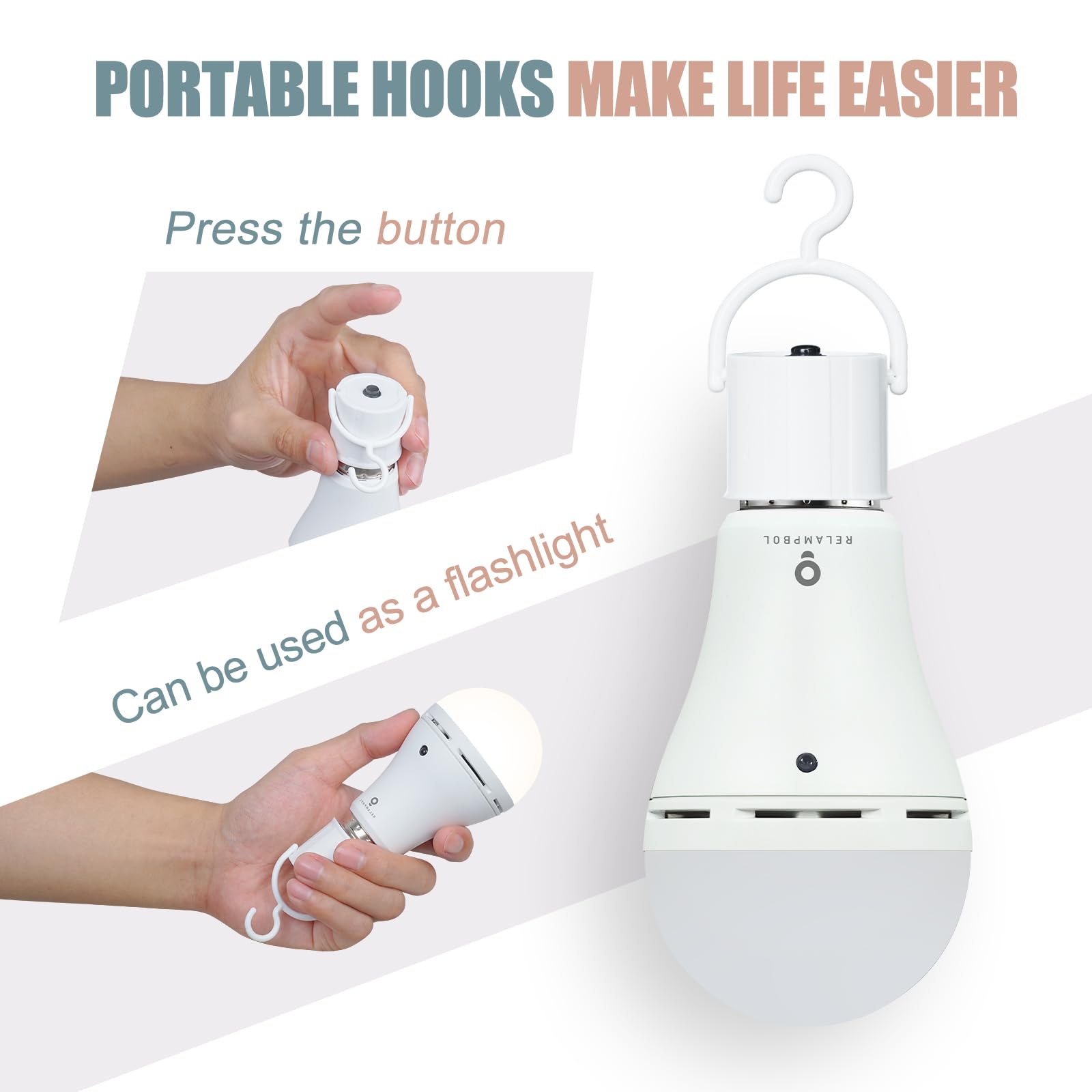 RELAMPBOL Rechargeable Emergency Light Bulbs 10 Pack - Dimmable 9W with Remote, 3000k-6000k Color, Battery Backup for Sconces and Lamps