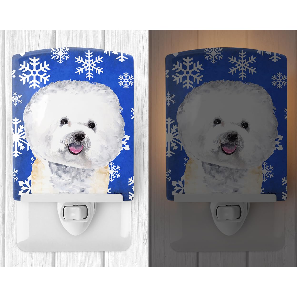 Carolines Treasures Ceramic Night Light, Bichon Frise Design, UL-Certified, 6x4x3 inches, Multicolor, Model SC9362CNL
