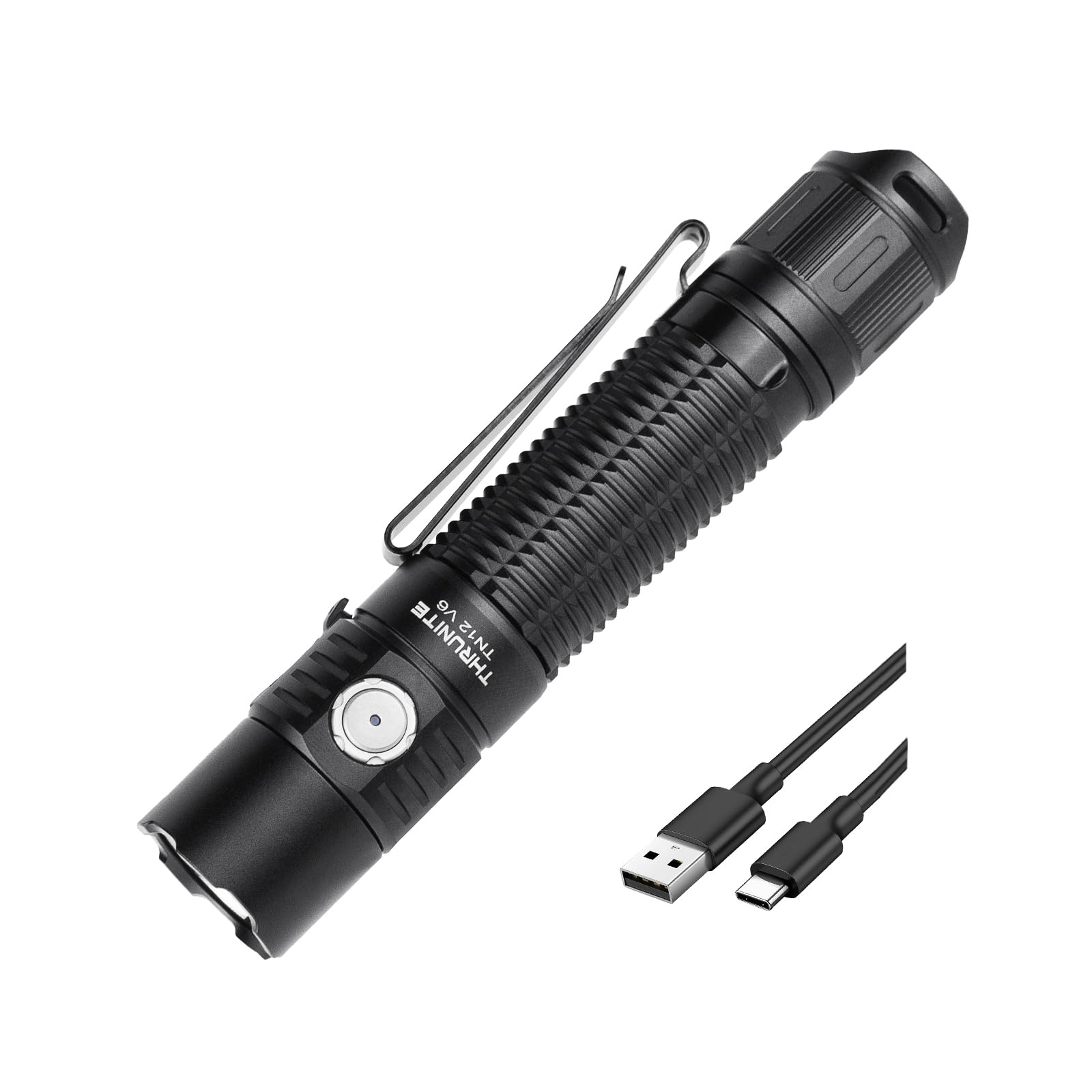 ThruNite TN12 V6 Tactical LED Flashlight, High 1950 Lumens Dual Switch, USB-C Rechargeable Flashlight Compact for EDC, Law Enfor