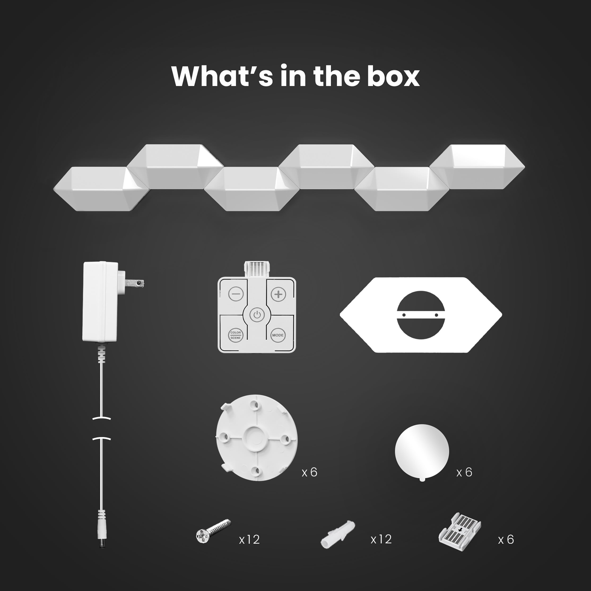 Feit Electric Smart Led Hexagon Tile Lights, 7'' Ea, Linkable, Rgbw Color Chasing, 2.4Ghz Wifi Enabled, Compatible With Alexa An