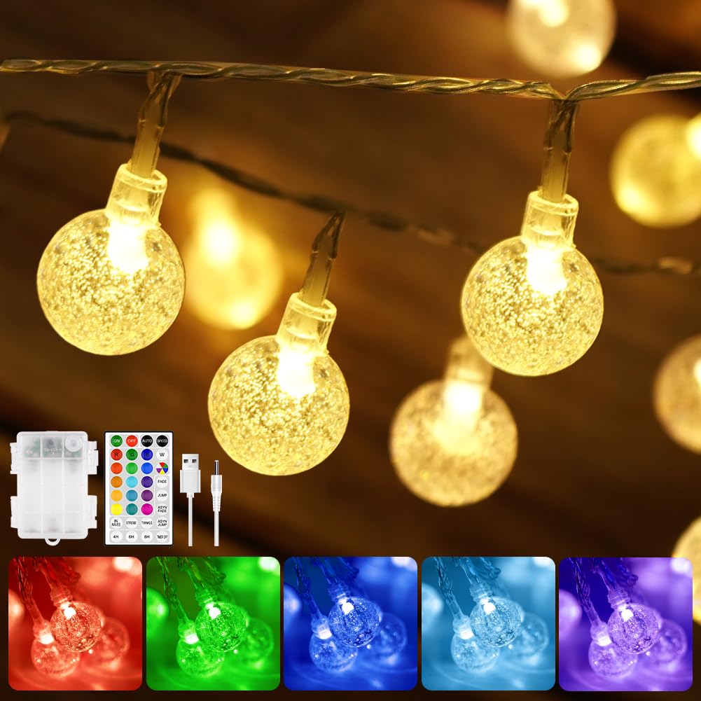 OMIKA Battery Operated String Lights, 15FT 30 LEDs, 24 Color Changing, Remote Timer, USB Powered Fairy Lights for Indoor/Outdoor Decor