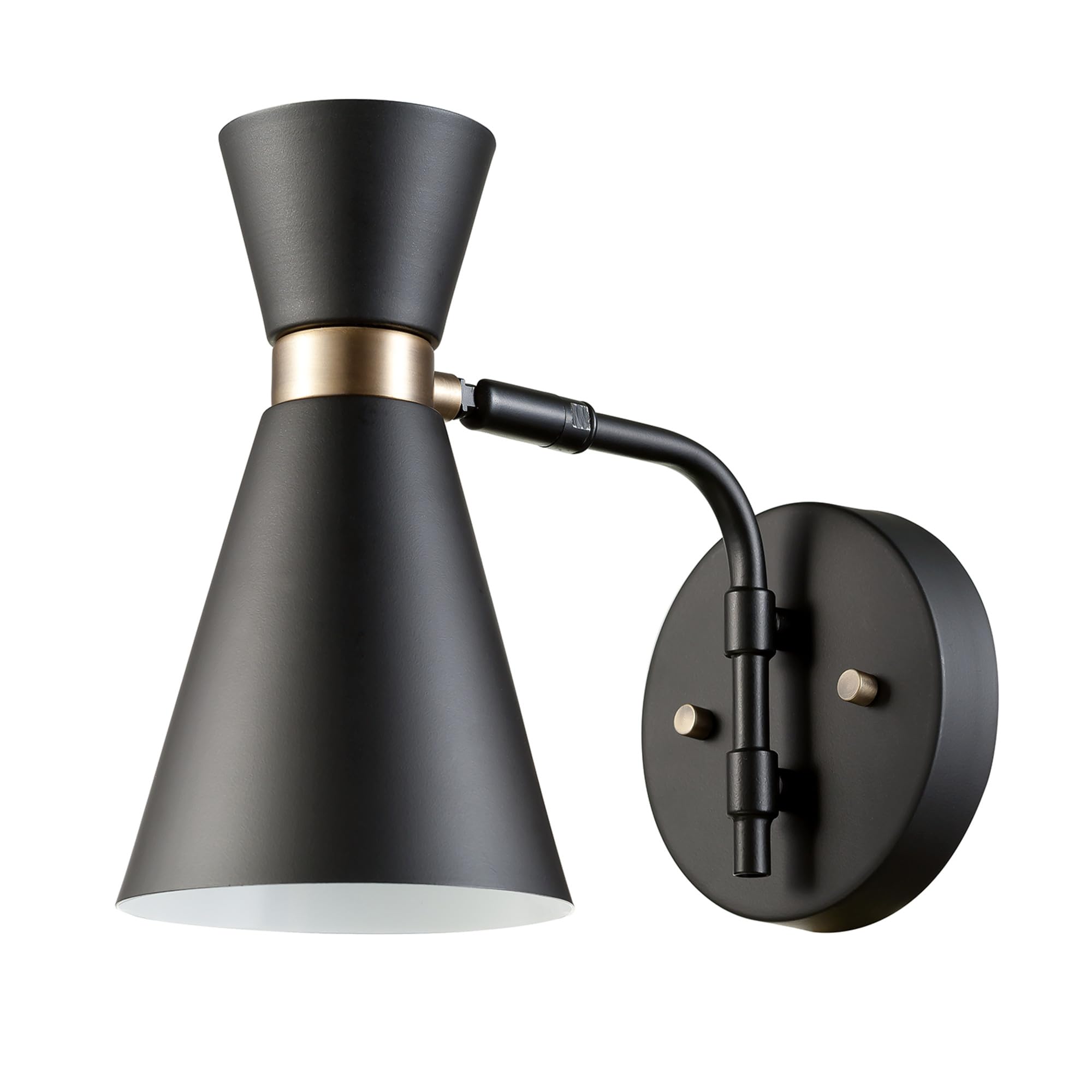 GLOBE Electric 65855 Belmont Wall Sconce, 1-Light, Satin Black with Gold Accents, No Size