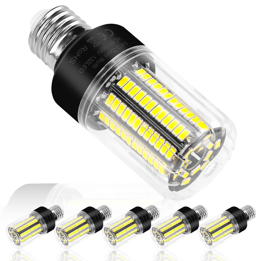 6Pack 25W Led Corn Light Bulbs 250W Equivalent Super Bright 3146Lumen E26/E27 Base Ceiling Fan Bulb 85-265V Indoor Energy Saving