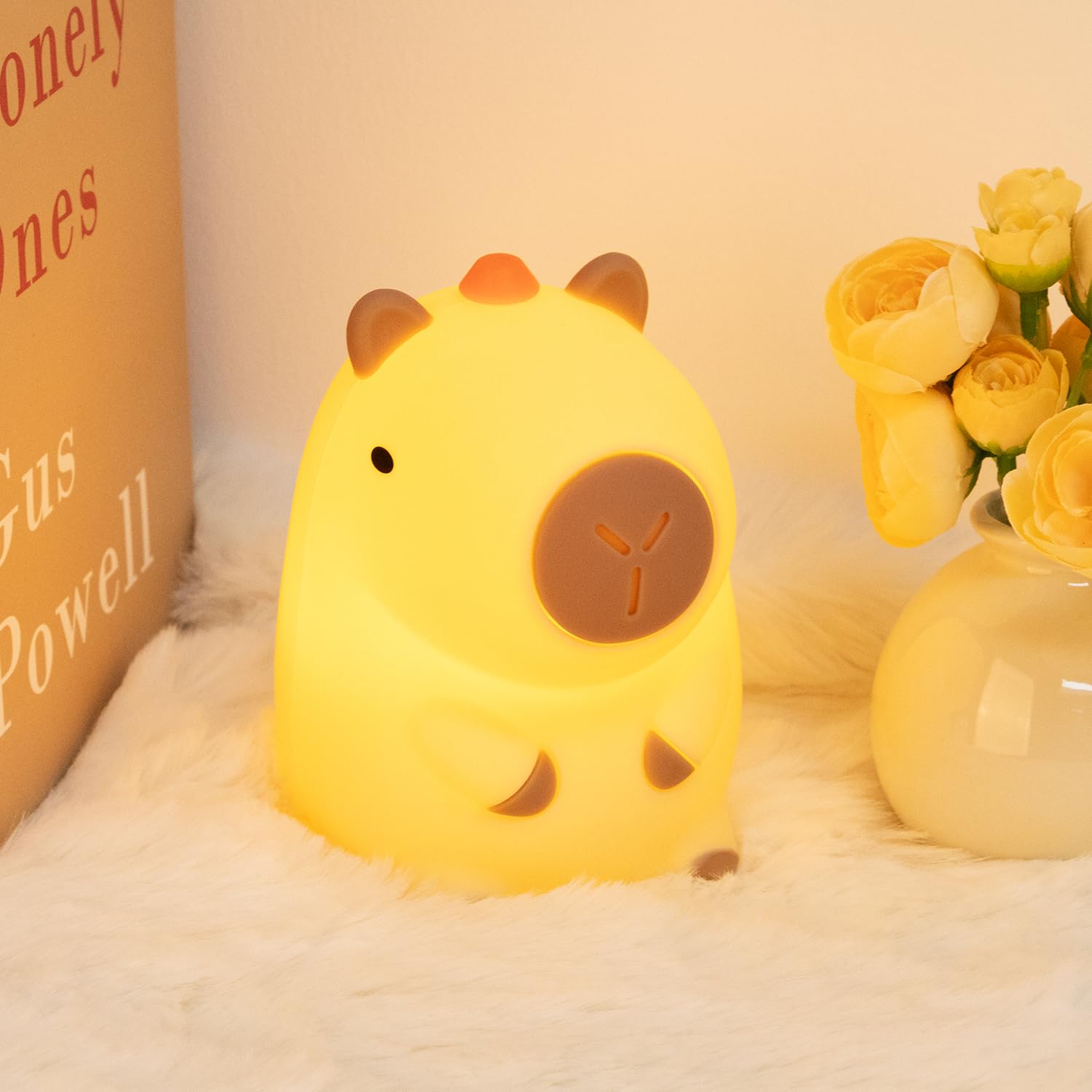 Loatme Night Light For Kids  Rechargeable Dimmable Silicone Led Nightlight With 7 Colors  Baby Nursery Night Lamp  Touch Squishy Lamp  Cute Gifts For Girls  Boys  Toddler Room Decor  Capybara