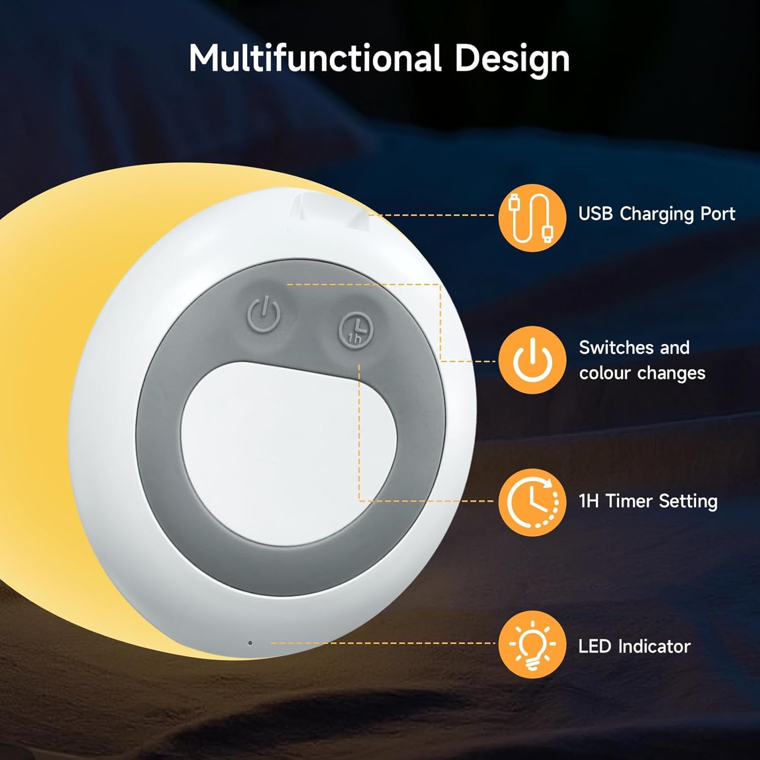 Tyute Night Light for Kids, Night Light for Baby Nursery, Color Changing&Dimmable Touch Control Egg Lamp Portable, Toddler Night