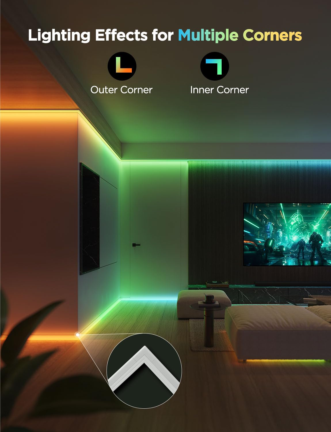 Govee 9.8ft RGBIC LED Strip Lights with Covers, Smart Lights for Alexa & Google Assistant, Ideal for Bedroom & Cabinets