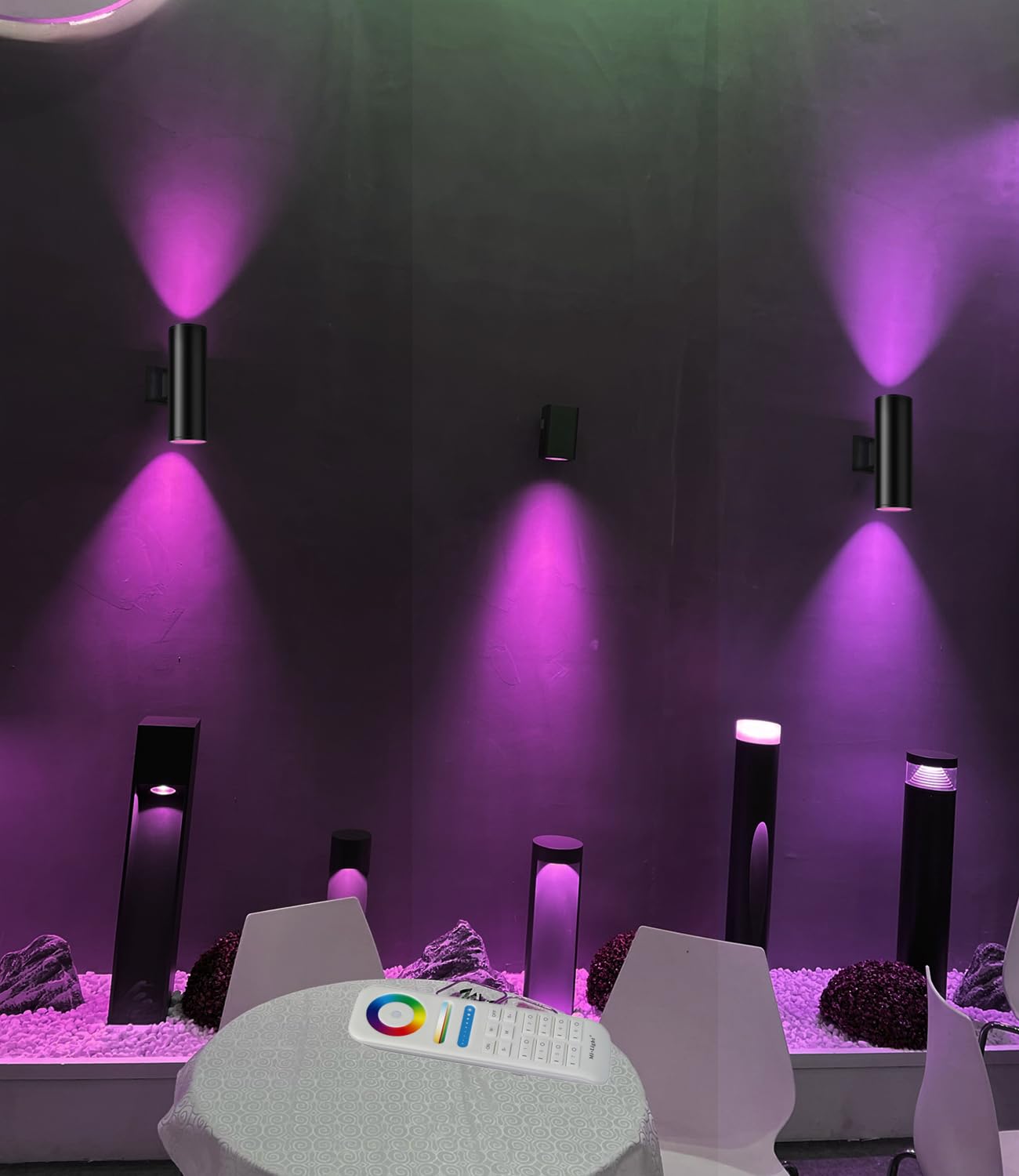 Rosykite 4 Pack Rgb Led Outdoor Wall Lights, Colour Changing, 2700K-6500K, Aluminum