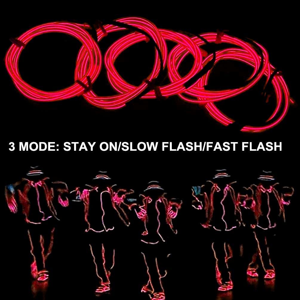 Ourbest Neon Strip Light Wire, 5-Pack 30Ft, 3 Modes, Plastic, Red, Model ELRED