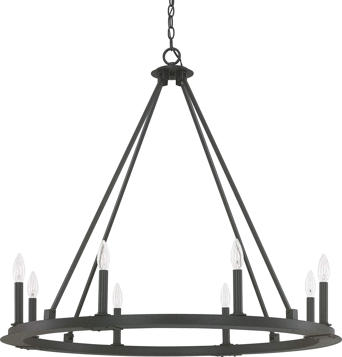 Capital Lighting 4918BI-000 Pearson Urban/Industrial Minimalistic Candle Chandelier  8-Light 480 Total Watts  33 H x 36 W  Black Iron