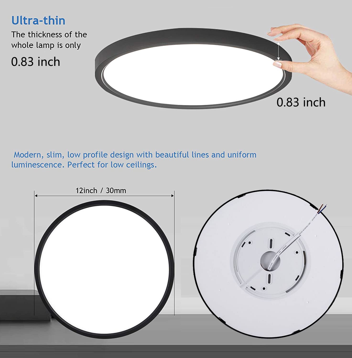 6Pack 12Inch 3200Lm Led Flush Mount Ceiling Light,28W White 6000K,120V Slim Surface Mount Ceiling Light Fixture For Kitchen Bedr