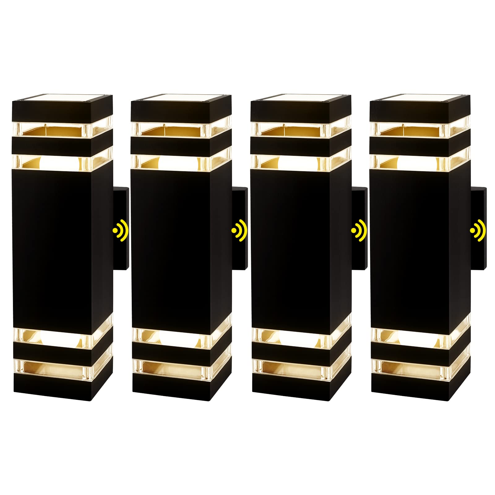 Tesjaso 4 Pack Led Up Down Porch Wall Light, Modern Dusk To Dawn Outdoor Lighting, Aluminum Ip65 Waterproof Exterior Light Fixture, Square Wall Light Sconce For Patio House