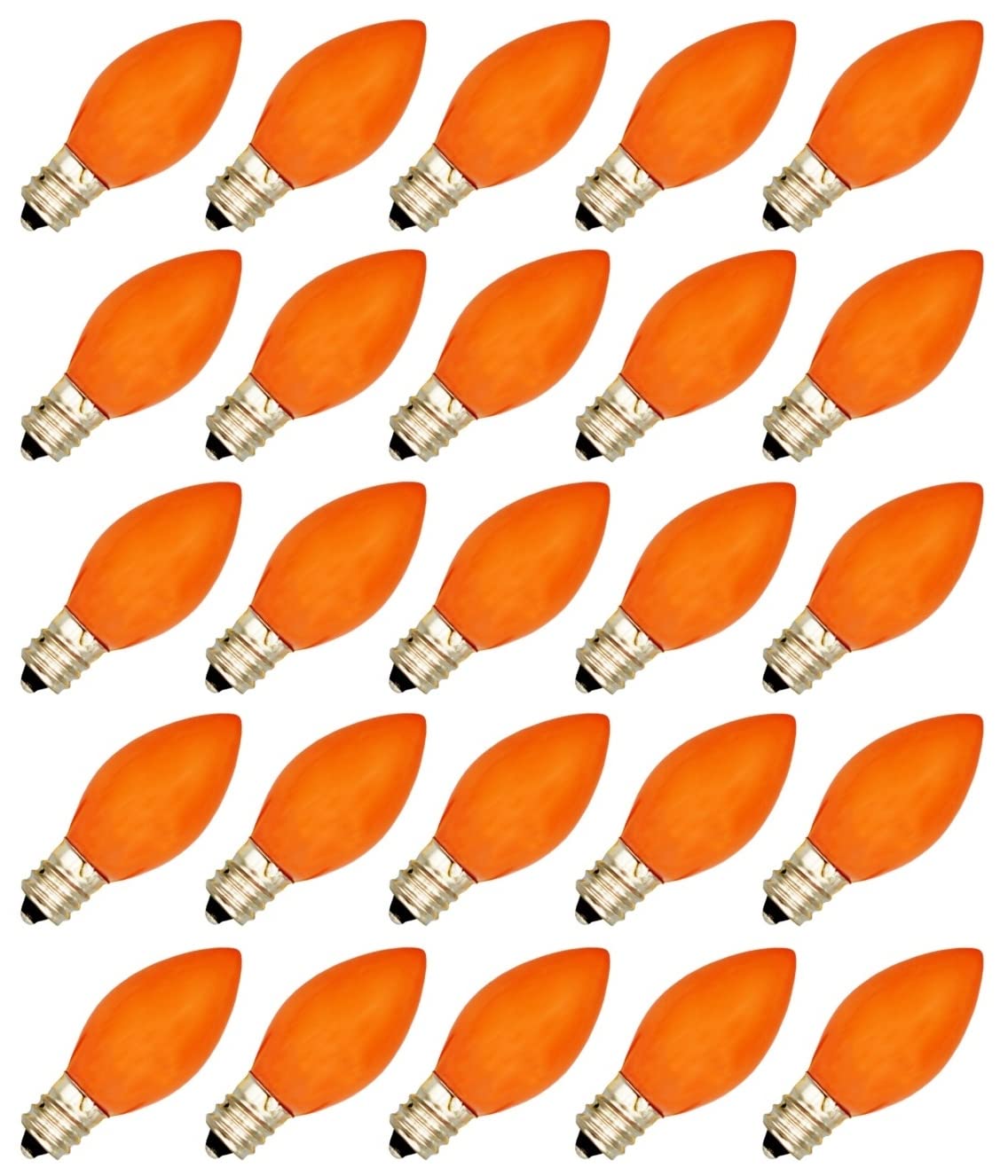 Creative Hobbies® C7 Light Bulbs - 7 Watt Incandescent, Ceramic Opaque Orange, 25 Count