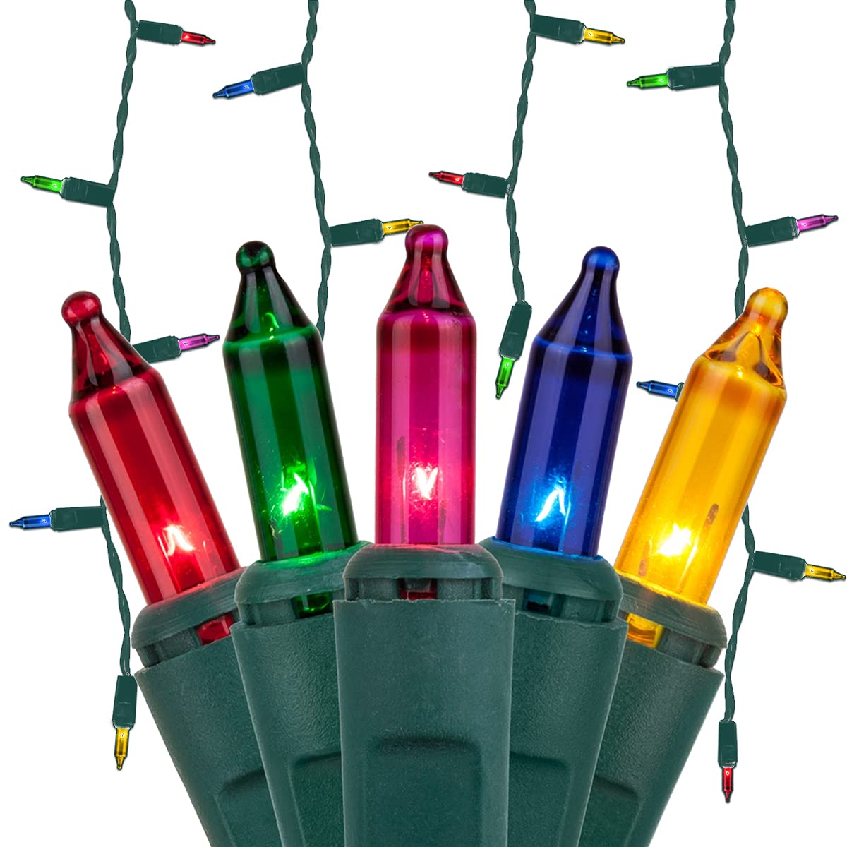 Kringle Traditions 5 ft Multicolor Icicle Lights, UL Listed, Green Wire, Model 17596, Christmas Outdoor Decorative Lights
