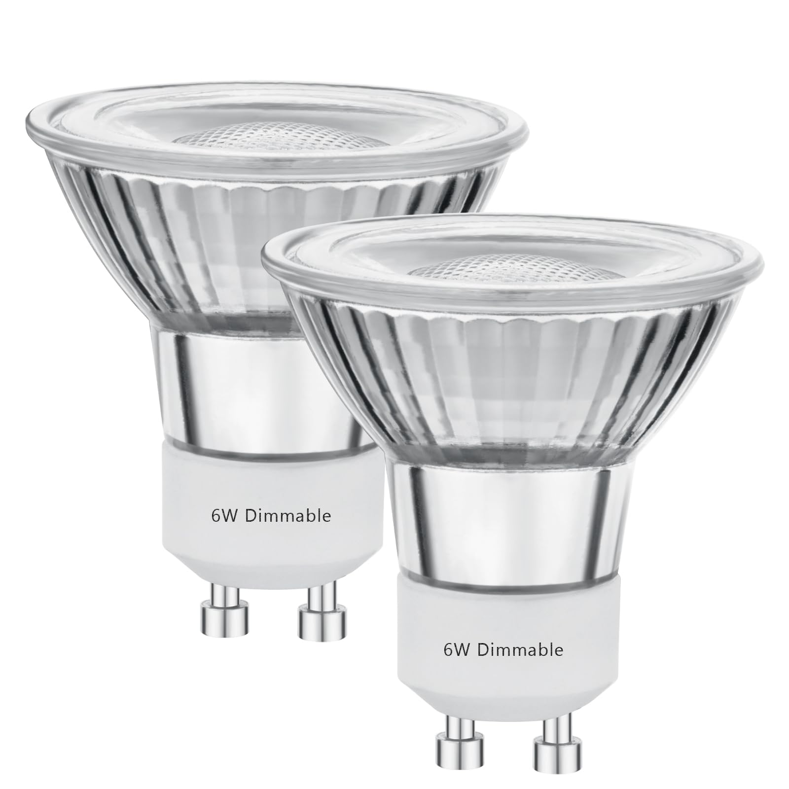 BOGAO LED GU10 Bulbs, 6W 550 Lm, Dimmable, Waterproof IP65, 5000K, Pack of 2, White