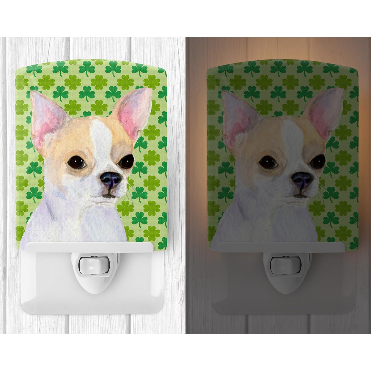 Carolines Treasures Ceramic Night Light, Chihuahua St. Patricks Day, UL-Certified, 6x4x3, Multicolor, Model SS4405CNL
