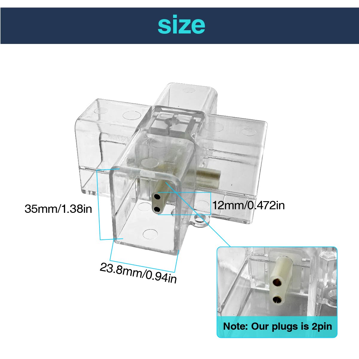 Cezelux Hexagon LED Light Connectors - 90° 2 Pin X Connector, Clear, 5 Pack, Plastic for Honeycomb Lighting Systems