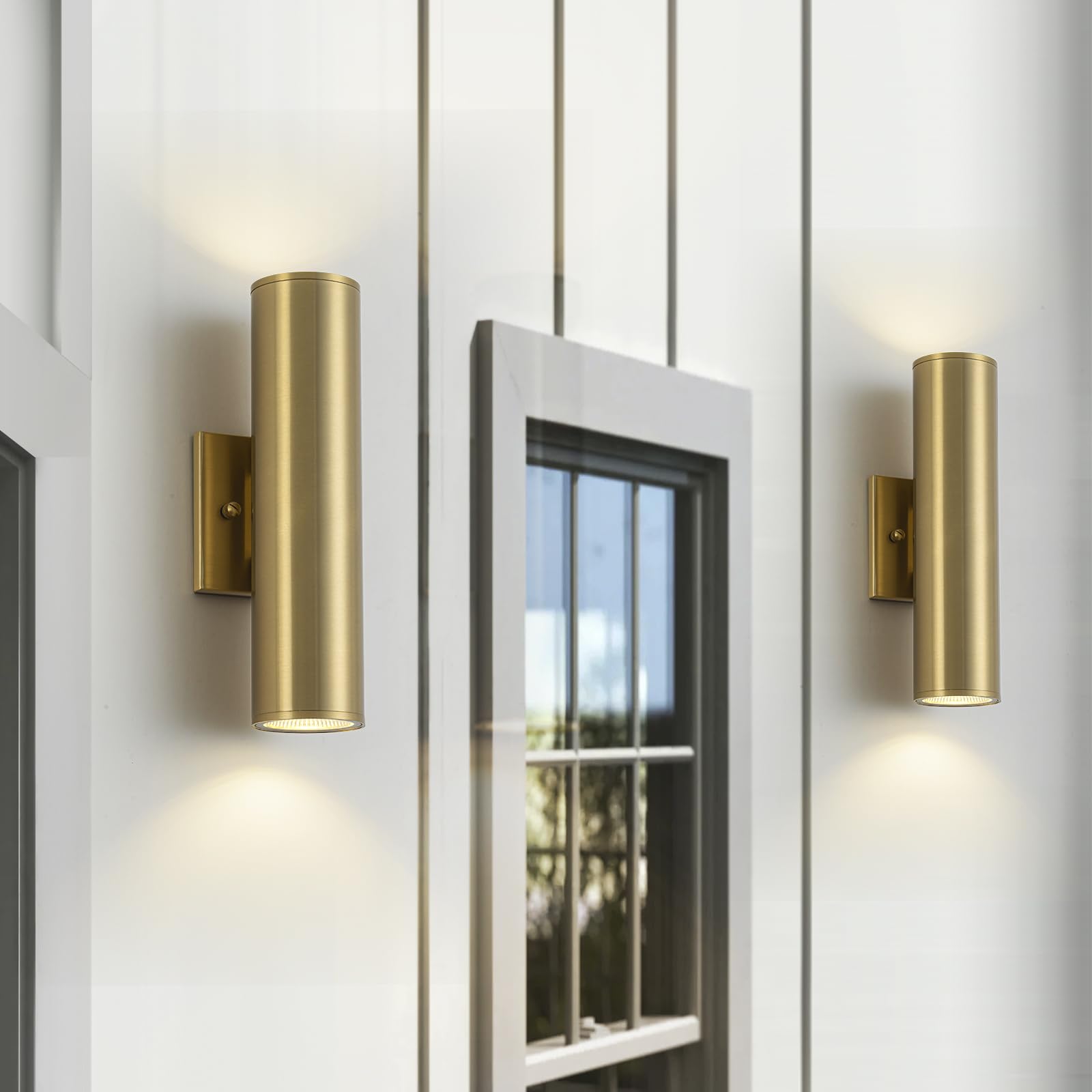 Zicbol 2 Packs Up And Down Lights Outdoor Wall Light Fixture 11.8 Gold Outdoor Sconces Wall Lighting Mount On House Porch & Patio Garage Entrance