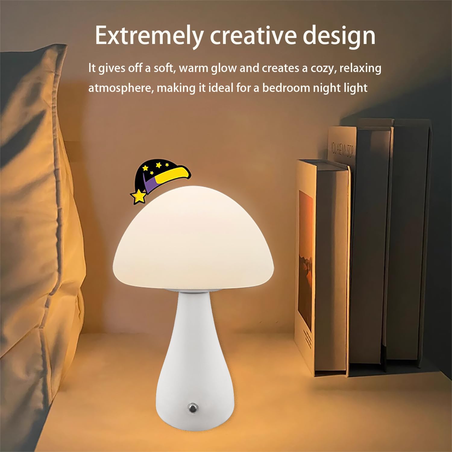 Zslaifu Mushroom Lamp, Dimmable Mushroom Table Lamp, Portable Wireless Small Lamp, Rechargeable Battery Lamp, Stepless Dimming,