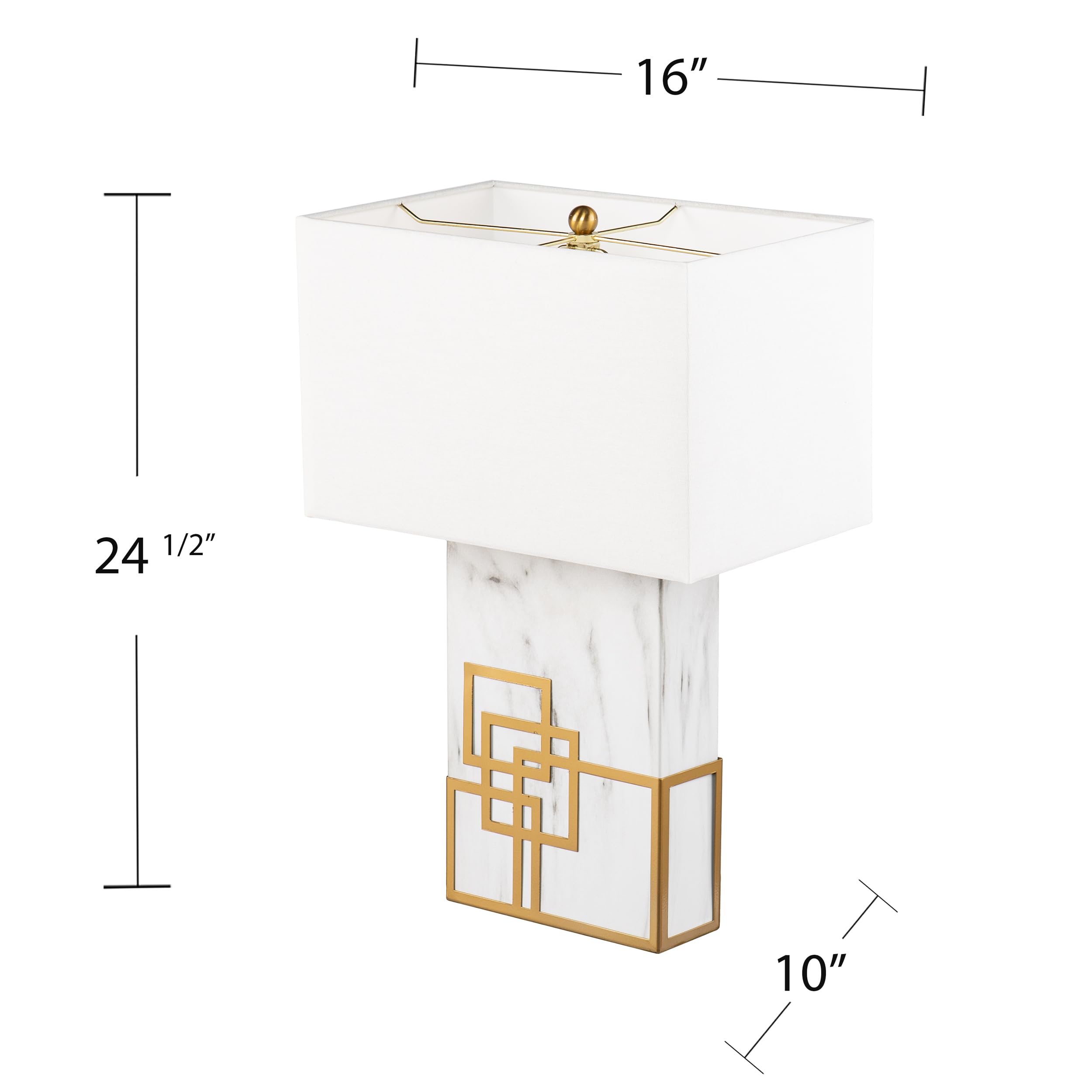 Sei Furniture White Faux Marble Rectangular Table Lamp With Foam Board Shade, Contemporary Design