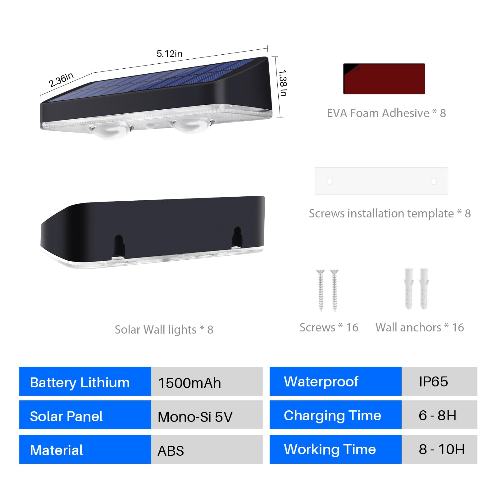 Xmnsoly Solar Powered Outdoor Lights 8 Pack  3 Modes Bright Led Lens Downlights Waterproof 3000/4000/6000K Dusk To Dawn Deck Lighting For Step  Porch  Mailbox
