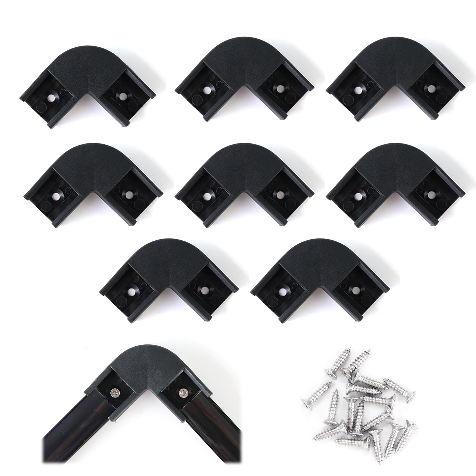 Muzata 8Pack Black Corner Connector Kit For Led Channel L Shape 90 Degree Connectors Fit Muzata U1Sw U Shape 17X7Mm Black Led St