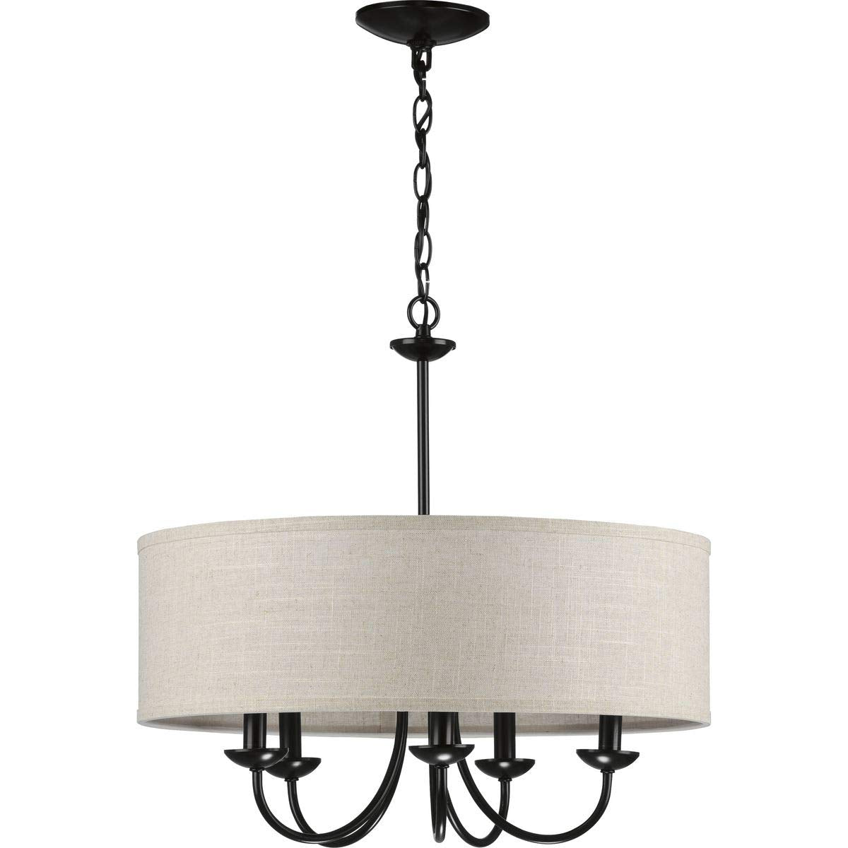 Progress Lighting Five-Light Chandelier, Farmhouse Style, Matte Black, 21-1/8" x 21-5/8", Alloy Steel, Model P400193-031