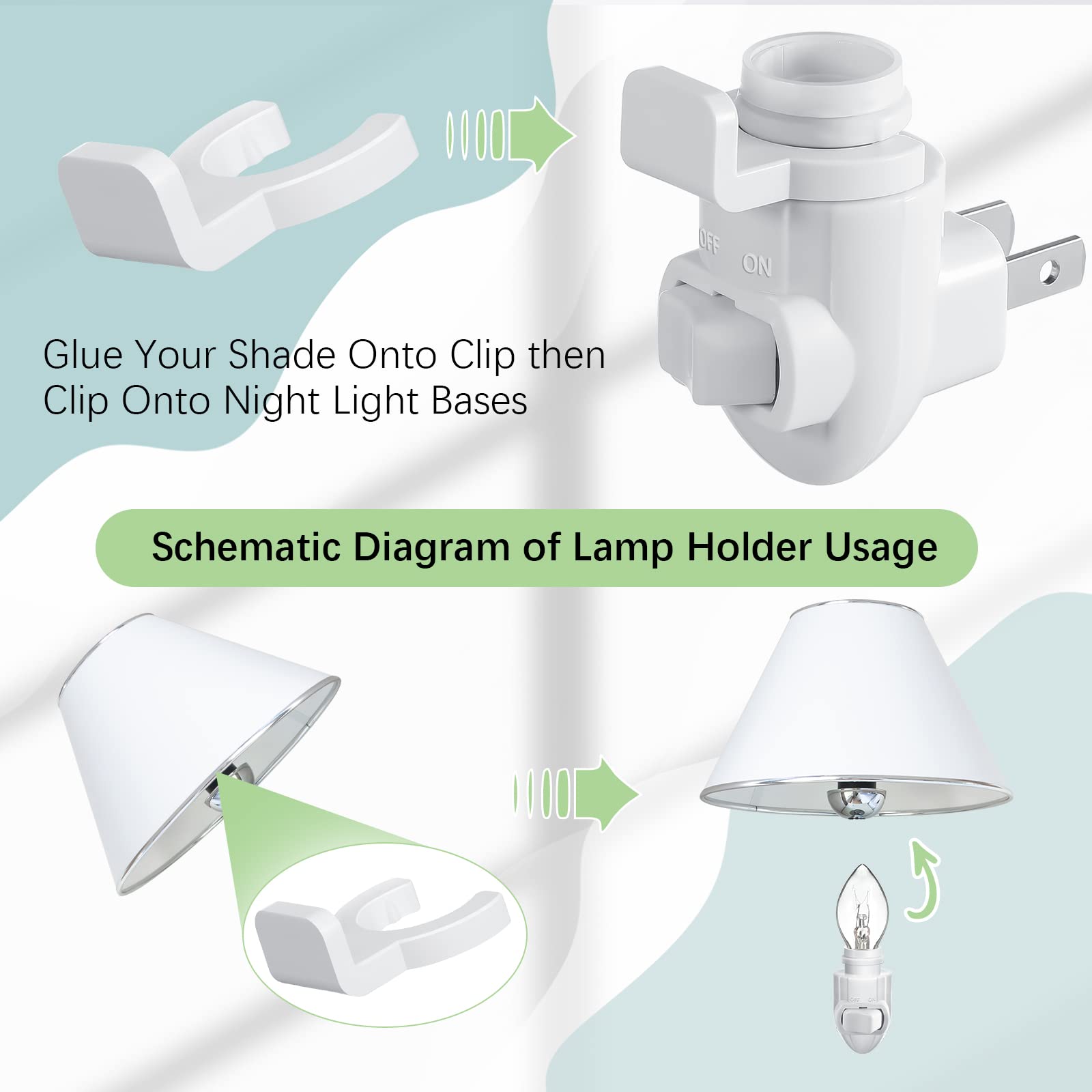 Tuanse Plug-in Night Light Module - White Plastic Base with Shade, 20 Sets, Rotating Design for Custom Decor