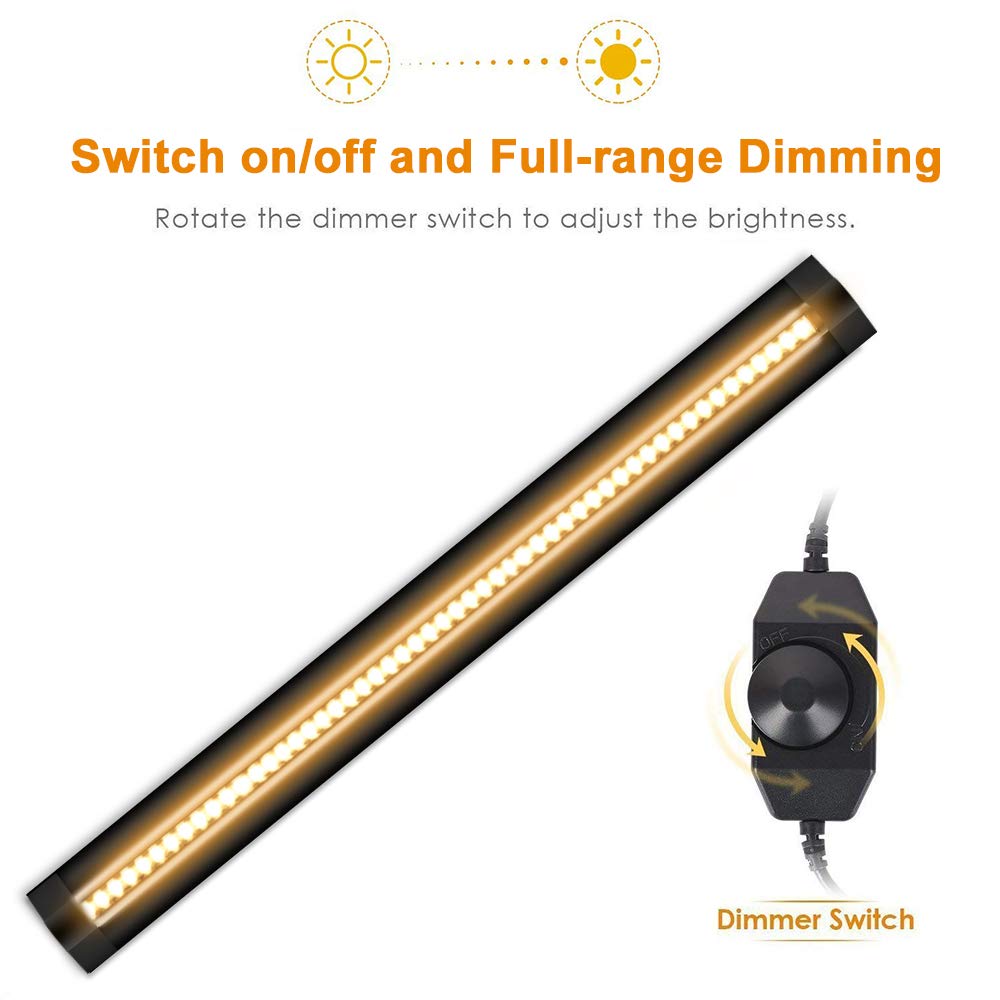 inShareplus 13inch Dimmable LED Under Cabinet Lighting, Warm White 3500K, Aluminum, 450 Lumens, Black, 1 Pack