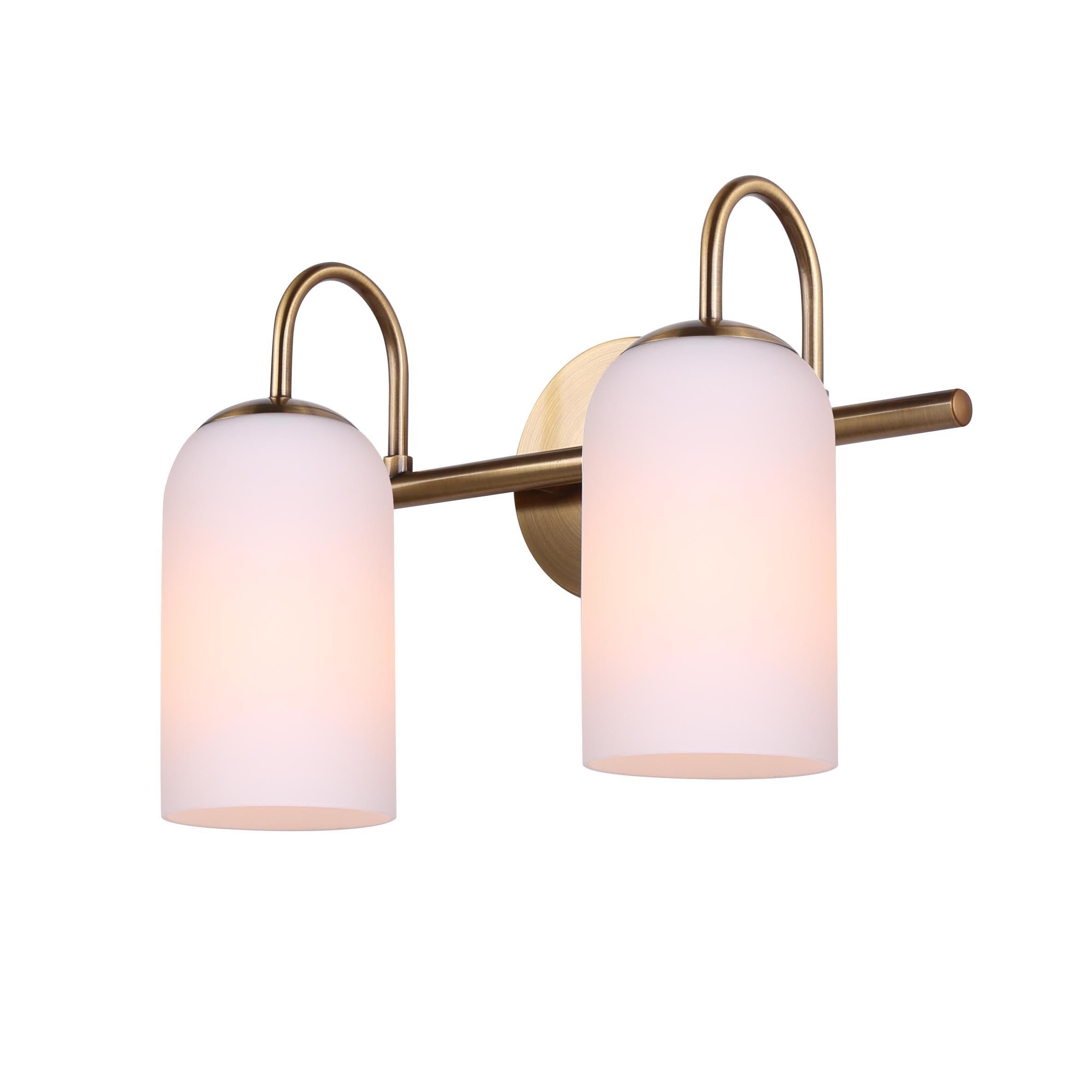 Canarm Ltd Novalee 2-Light Vanity Fixture - Gold Finish, Flat Opal Glass, Contemporary & Transitional Bathroom Light Fixture