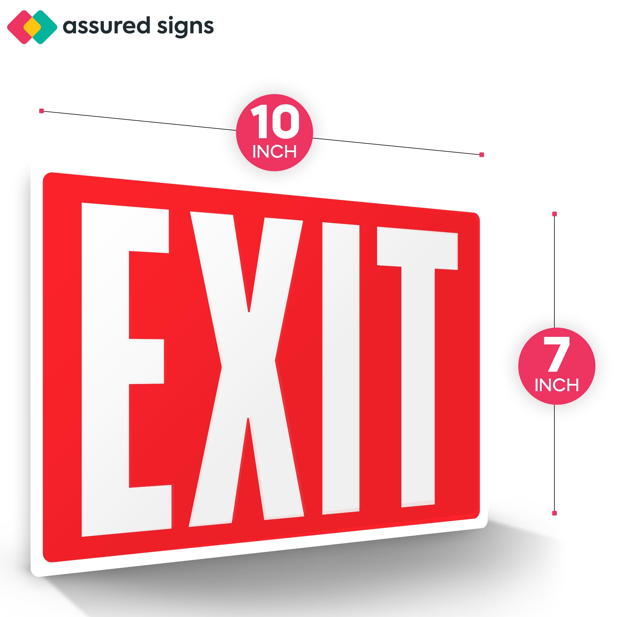 Exit Sign Stickers - Glow In The Dark - 12 Pcs, 10'' By 7'' - Ideal Illuminated Emergency Exit Signs For Business Or Office - Ph