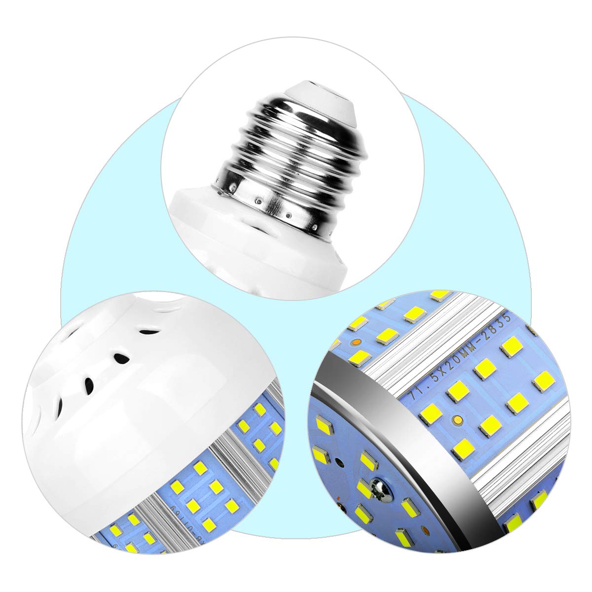 FanNicoo 2 Pack 40W LED Corn Bulb, 280W Equivalent, 4000 Lumen, 6500K Cool White, E26/E27 Base, Ideal for