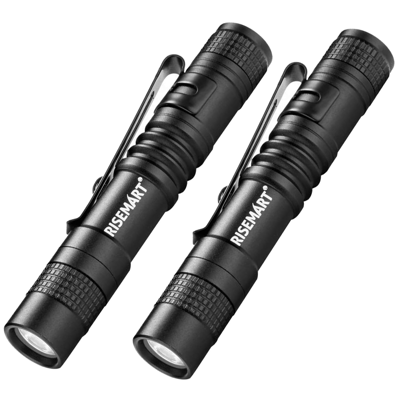 RISEMART Super Small Mini Flashlight AAA 100 Lumens Ultra Bright LED Pen Light Pocket Clip Tactical Torch Lamp(3.5'' 2Pack)