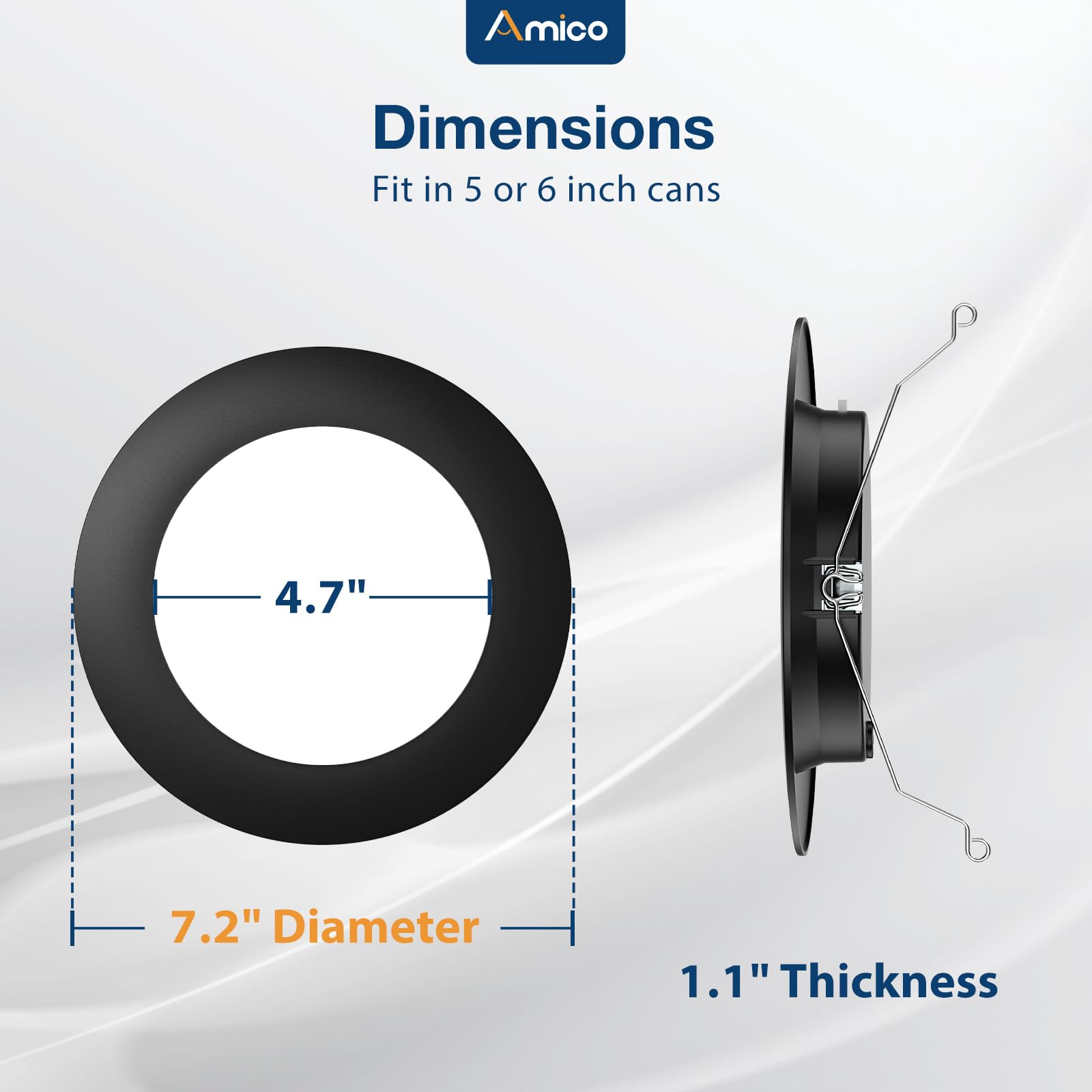 Amico 5/6 Inch Recessed Lighting - 12 Pack, 5CCT LED Can Lights, 1050LM, Black, Model DLB01-D610T-1000