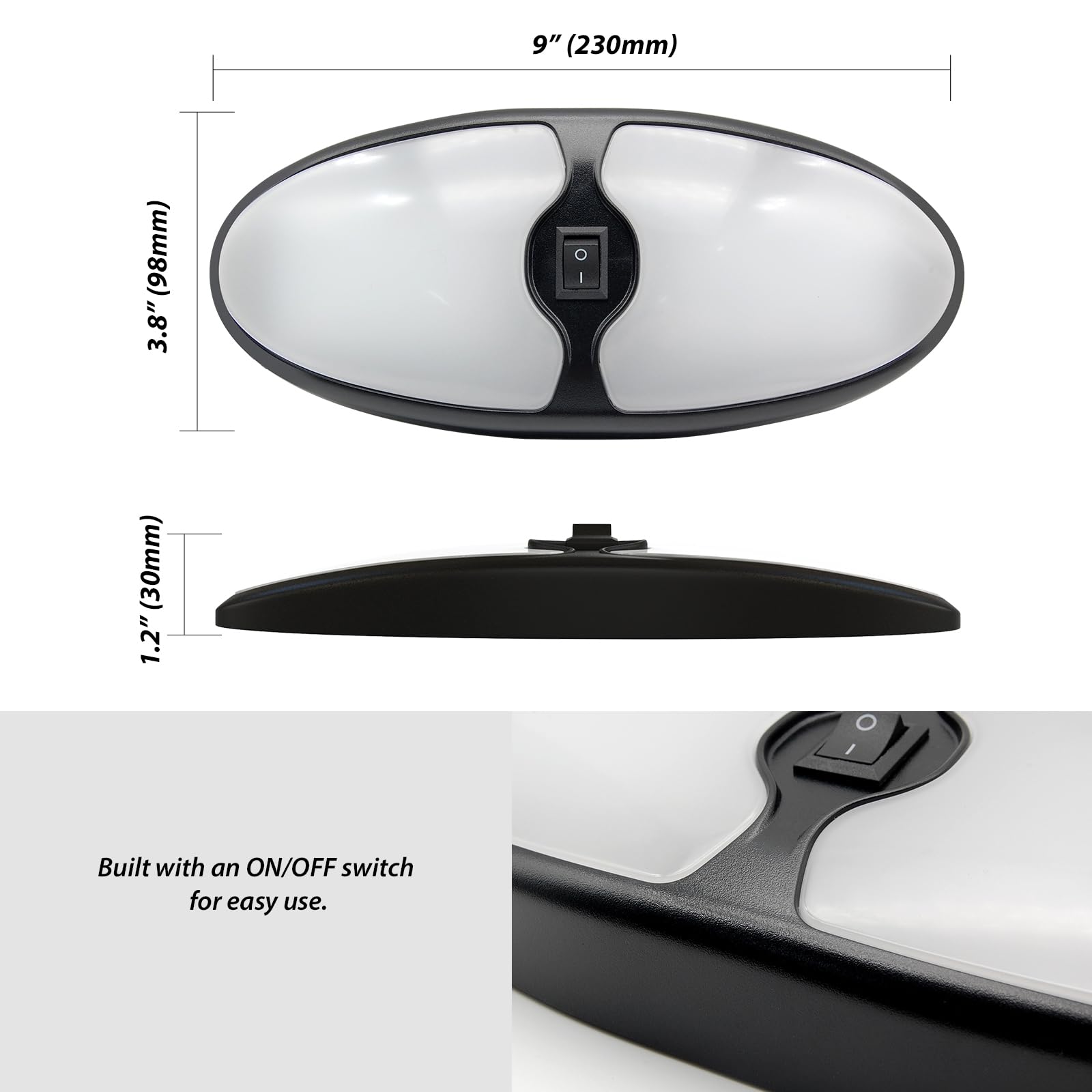 Dream Lighting 12V LED Ceiling Light Fixture, 7.4W, 3500K, 9", Black, Pack of 5