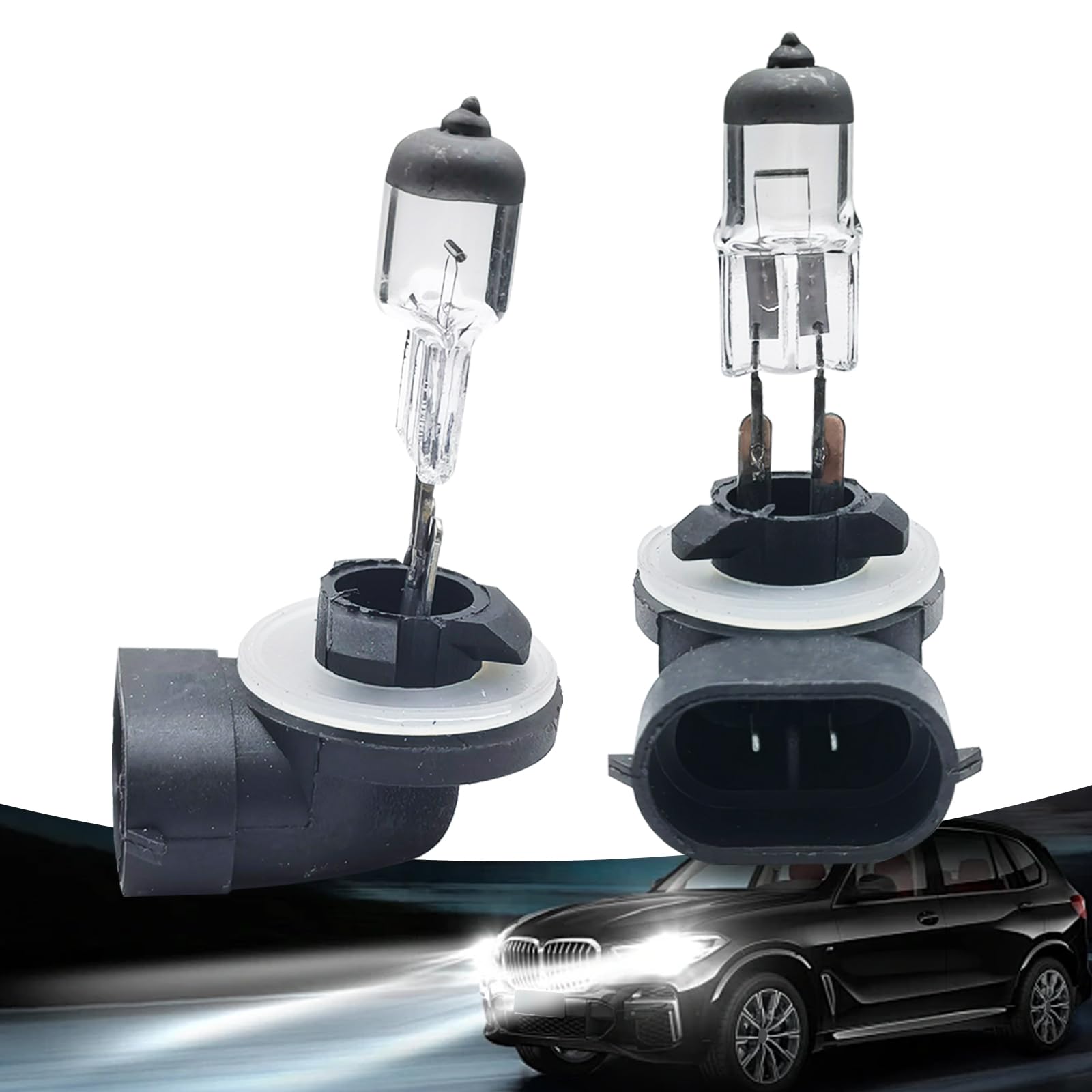 gunhunt Halogen Bulb 12V Ultra-bright Low/High Beam Fog Light Replacement 2 PCS White #881 GURSD1701WH-881-2PCS