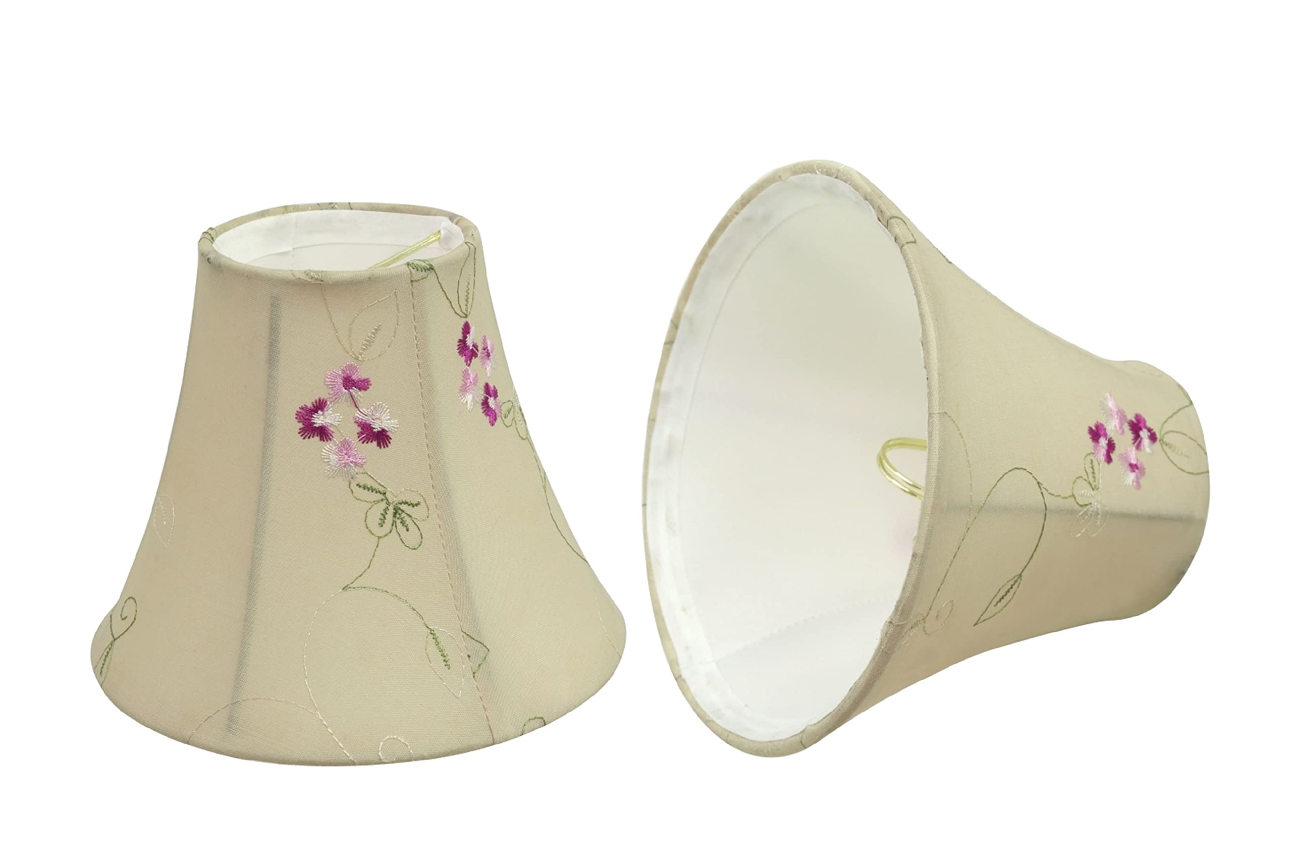 Aspen Creative 30055-2A, Bell Clip-On Chandelier Lamp Shade, Apricot, 3&quot; Top x 6&quot; Bottom x 5&quot; Slant Height, Set of 2