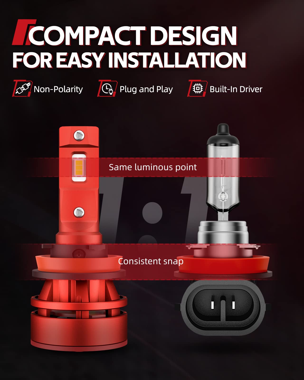 Torchbeam 9005/HB3 Cool White Bulbs, 45,000LM Super Bright LED, Plug-N-Play, Pack of 2