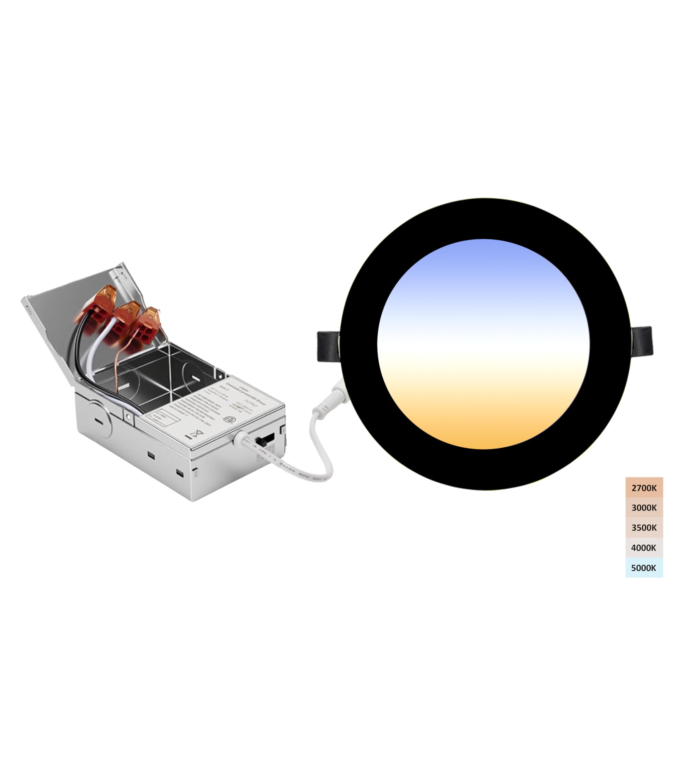 POPANU 6-inch LED Recessed Lights - Slim Recessed Ceiling Light with Junction Box, 12W 5CCT Selectable Canless Lighting fixture,
