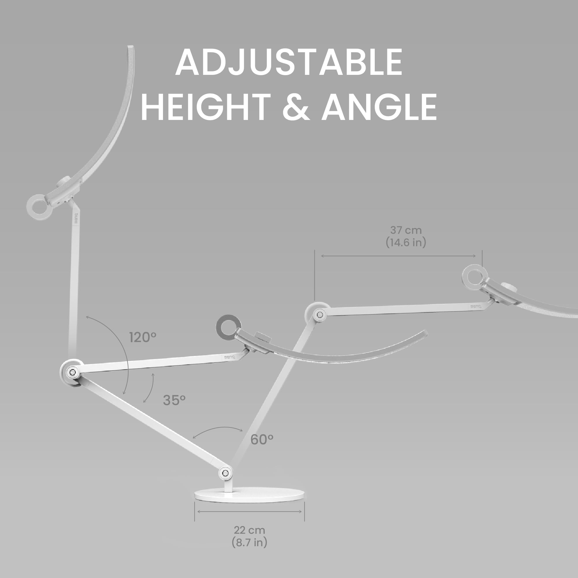 BenQ WiT e-Reading Desk Lamp - Adjustable Swing Arm, Dimmable, 13 Colour Modes, Eye-Caring, Matte Silver