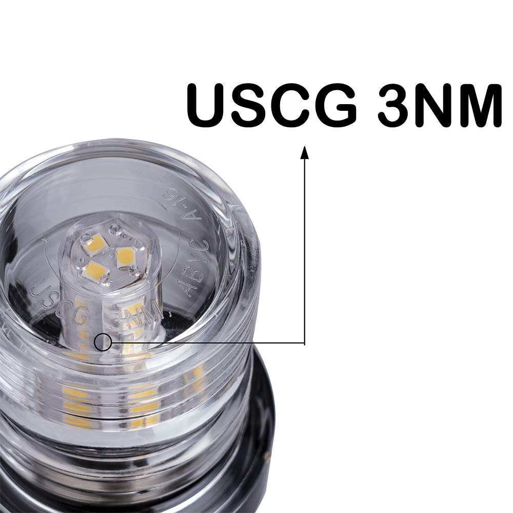 Young Marine Boat Anchor Light 360° White LED 3-Nautical Mile 12-24V 6in Foldable Model LT-1001