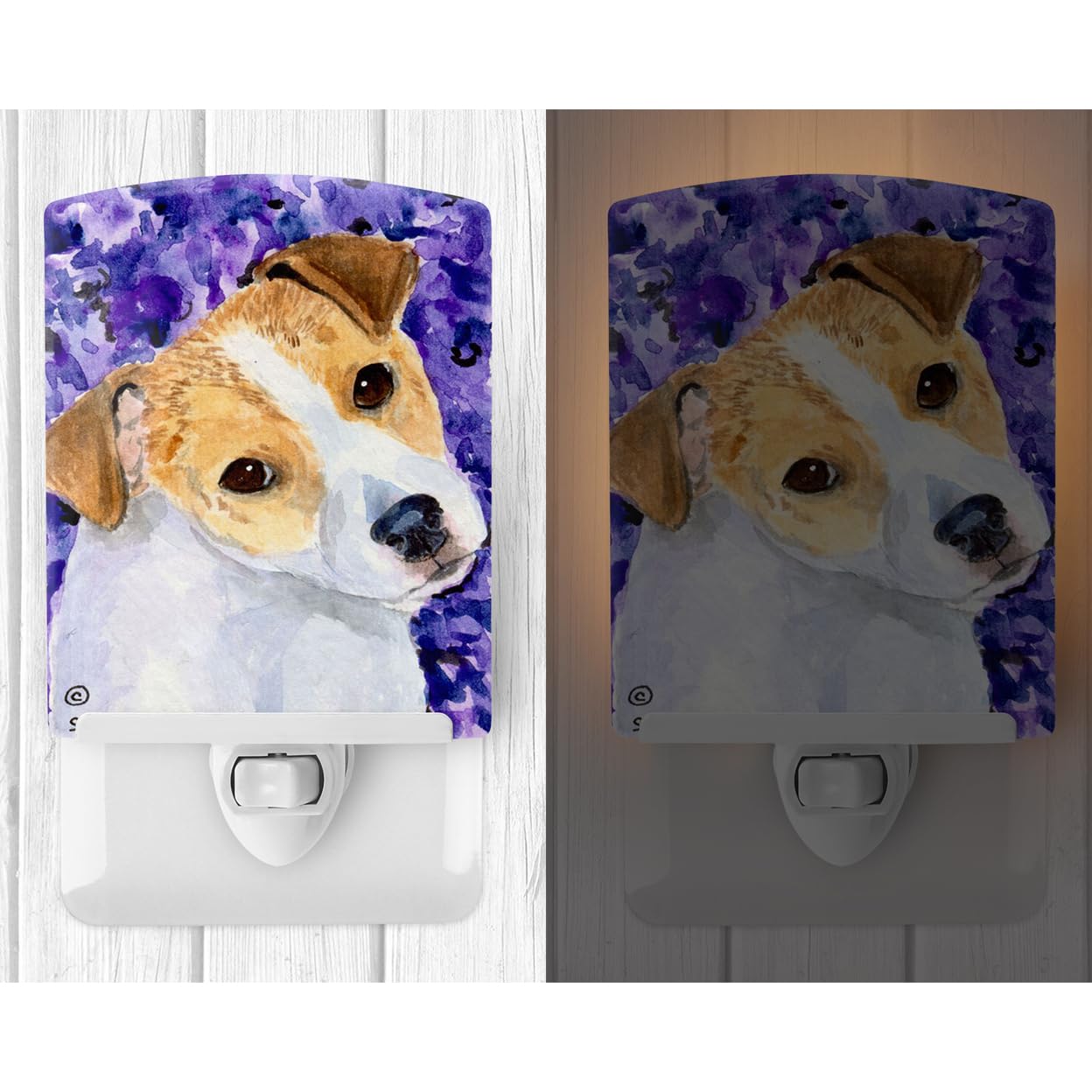 Caroline'S Treasures Ss8740Cnl Jack Russell Terrier Ceramic Night Light Compact, Ul-Certified, Ideal For Bedroom, Bathroom, Nursery, Hallway, Kitchen, 6X4X3, Multicolor