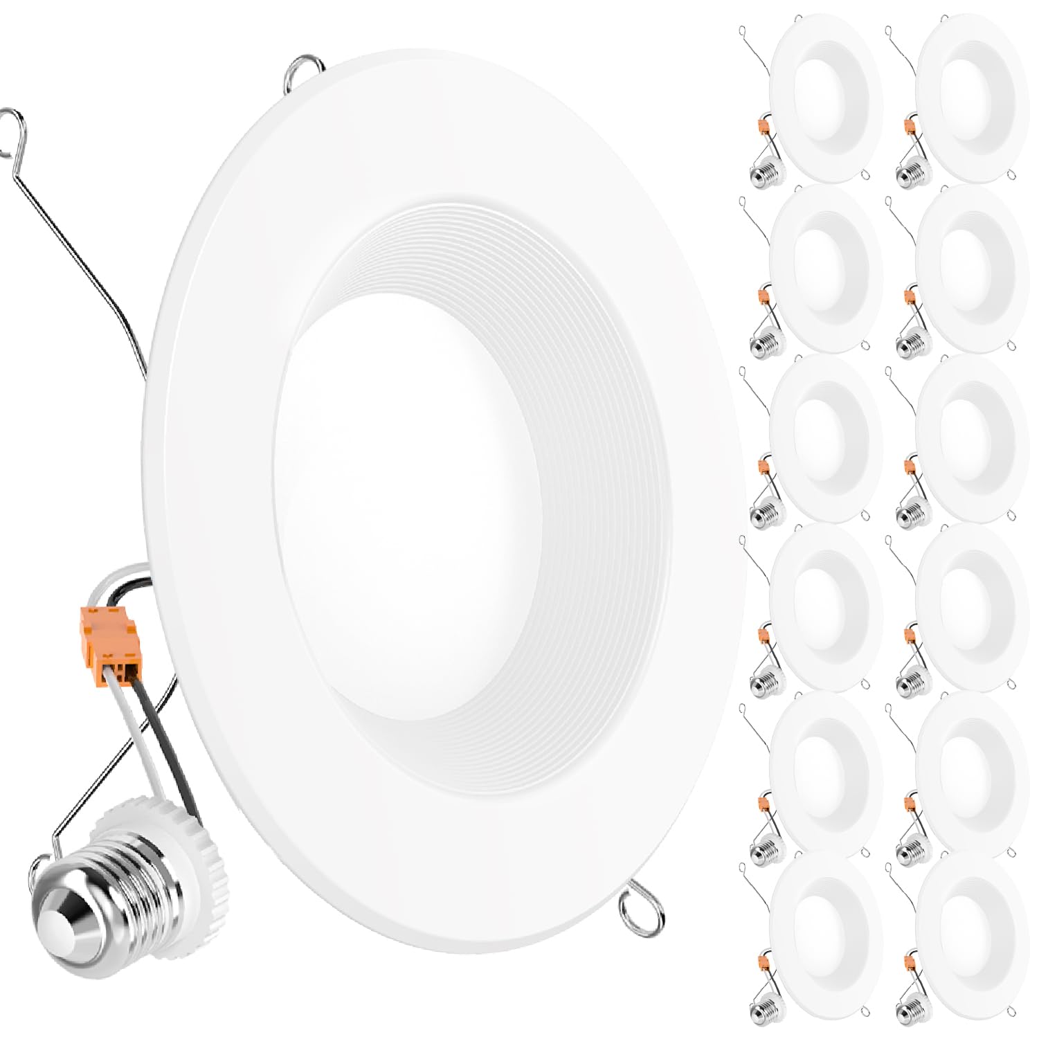 Sunco 12 Pack Retrofit Led Recessed Lighting 6 Inch, 3000K Warm White, Dimmable Can Lights, Baffle Trim, 13W=75W, 1050 Lm, Damp Rated - Etl