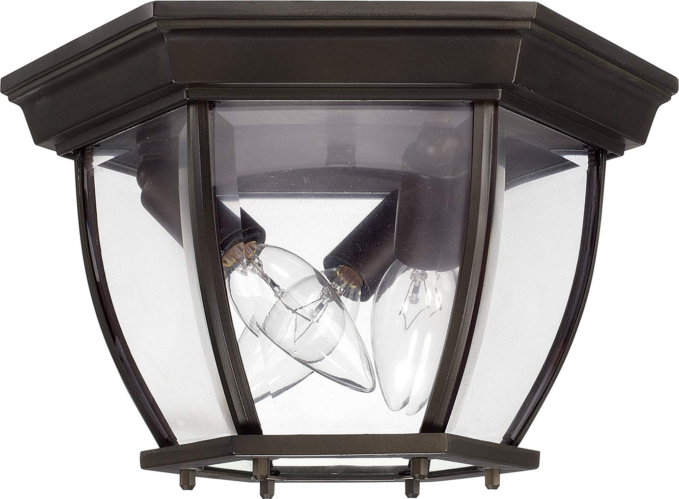 Capital Lighting Outdoor Flush Mount Light, 3-Light, 180W, 7"H x 11"W, Metal, Old Bronze, Model 9802OB