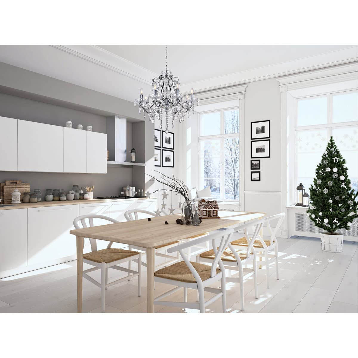 Elegant Lighting Living District Indoor Modern Home Decorative Bright Ceiling Voltaire Collection Chandelier D26 H25 Lt:8 Chrome Finish
