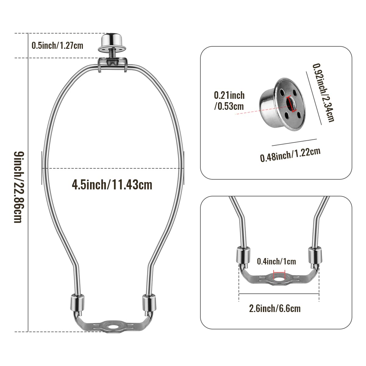 2 Pcs 9Inch Lamp Shade Harp Holders Detachable Lamp Shade Bracket Heavy Duty Diy Lighting Accessories For Floor Lamps And Table