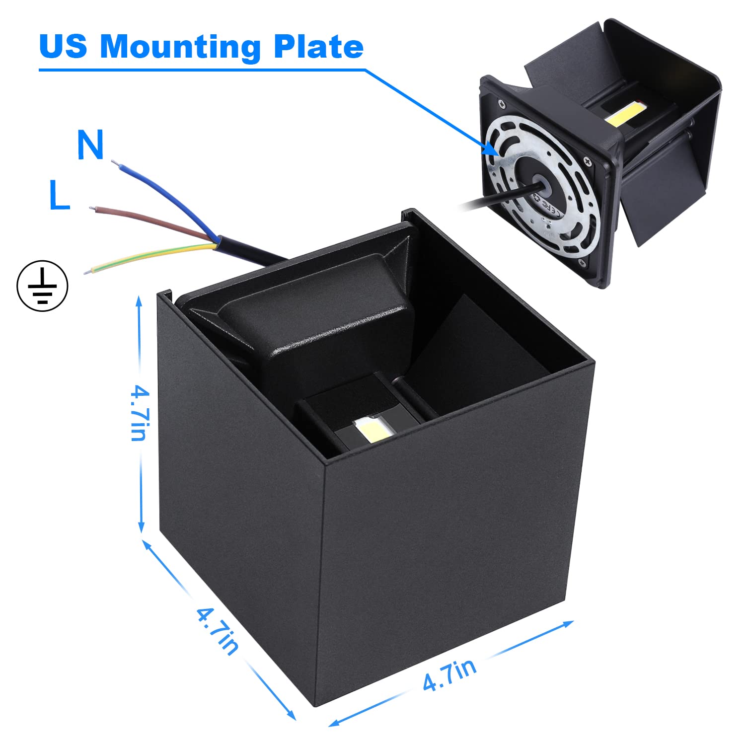 Juyace 20W Led Sconce Wall Light, Black Aluminum, Ip65, Angle-Adjustable, 2 Pack For Outdoor