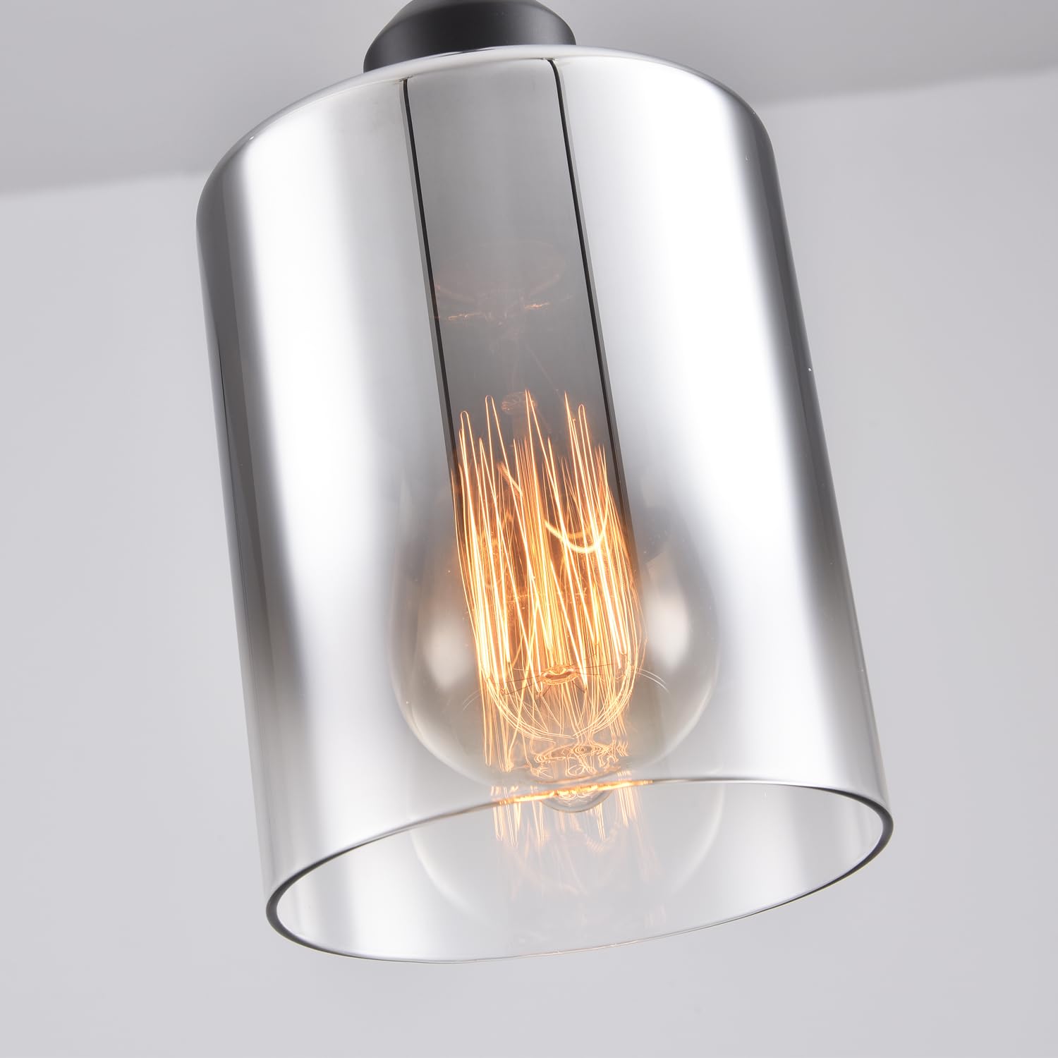 Ihengyanlt 2 Pack Pendant Light Kitchen Island Pendant Lighting  Hanging Light With Silver Gradient Glass Shade  Black Modern Indoor Hanging Lamp