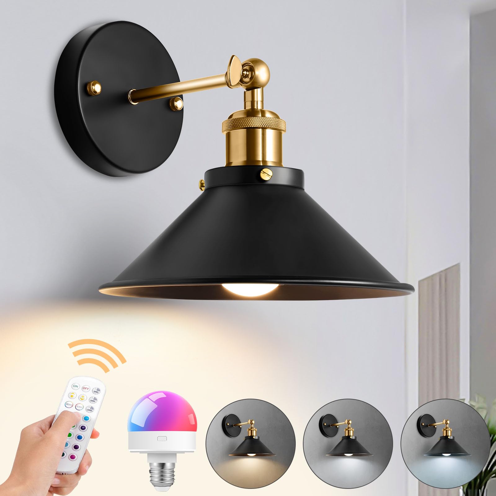 Merlight Battery Operated Wall Sconces Set, Wireless Wall Sconces With Dimmable Remote Control, Usb Charging, Warm White/Natural