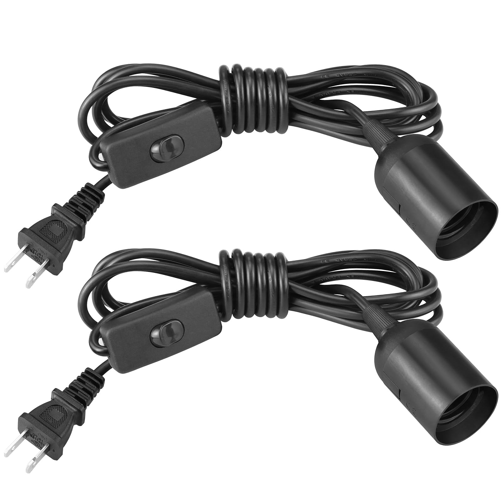 SLYYMY 2Pack Plug in Hanging Light Kit, E26/E27, 9.9FT Cord with On/Off Switch, UL Listed, Black