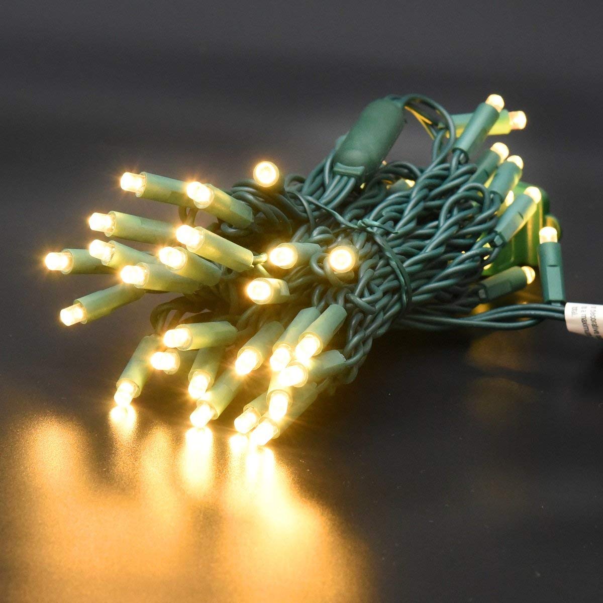 Yongzhenlite Ul Listed 50 Count 5Mm Wide Angle Led Christmas Lights Set,Outdoor Mini Led String Lights For Garden Patio Trees Lighting Decorations,17 Feet Green Wire (Warm White)
